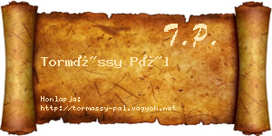 Tormássy Pál névjegykártya