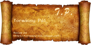 Tormássy Pál névjegykártya
